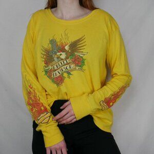 Harley Davidson graphic tee in yellow. Official branded merchandise. Size L-XL